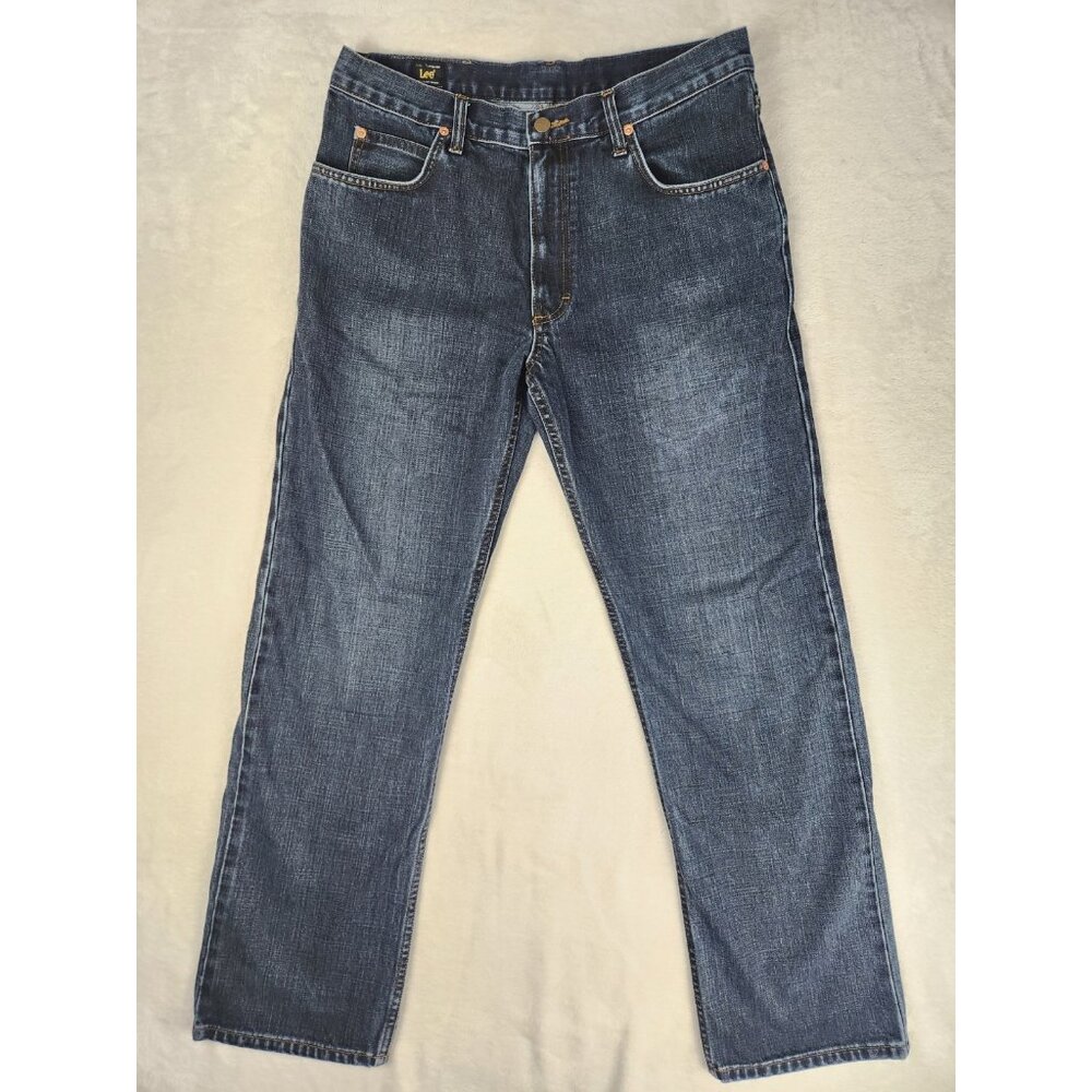 LEE Mens Straight Jeans 32"x30" Blue Cotton HD LEE